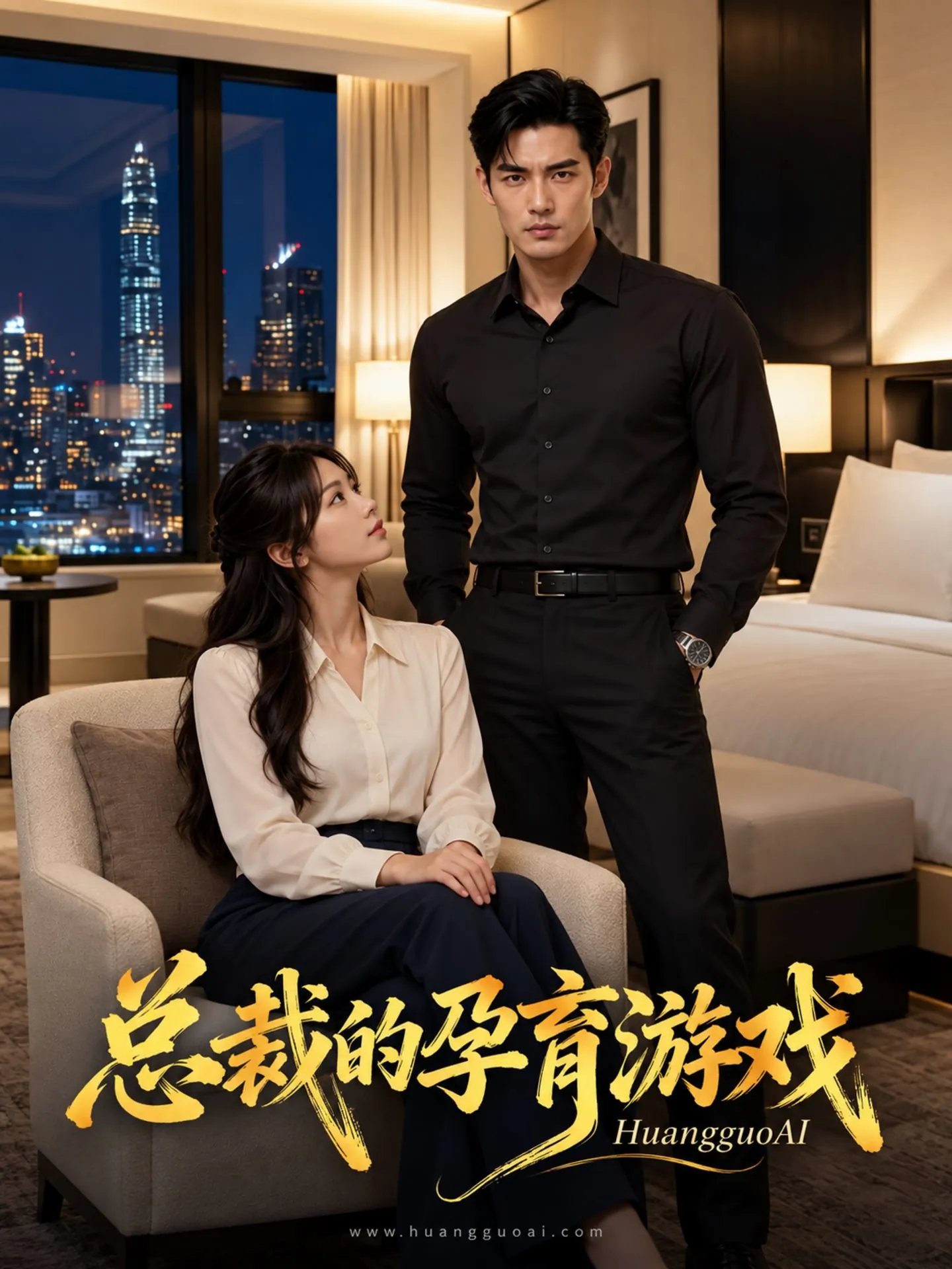 短剧封面：酒店房间里的男女总裁题材